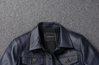 CC Shop Top.Y2K new classic casual slim fit genuine leather coat.quality fashion cowhide jacket.Young popular 557 style Denim