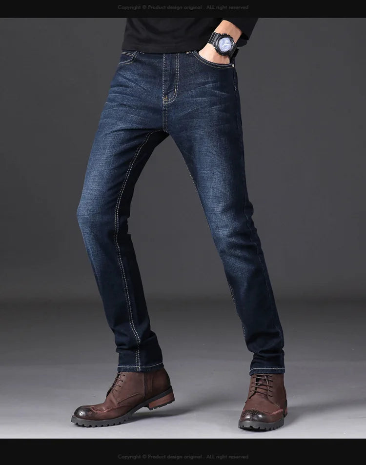 2023 New Men Activities Warm Jeans High Quality Famous Brand Autumn Winter Jeans warm flocking warm soft men jeans