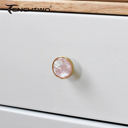 Natural Shell Gold Brass Wall Hooks Shoe Cabinet Knobs Closet Furniture Handle Wardrobe Drawer Pull Vintage Kitchen Accessories