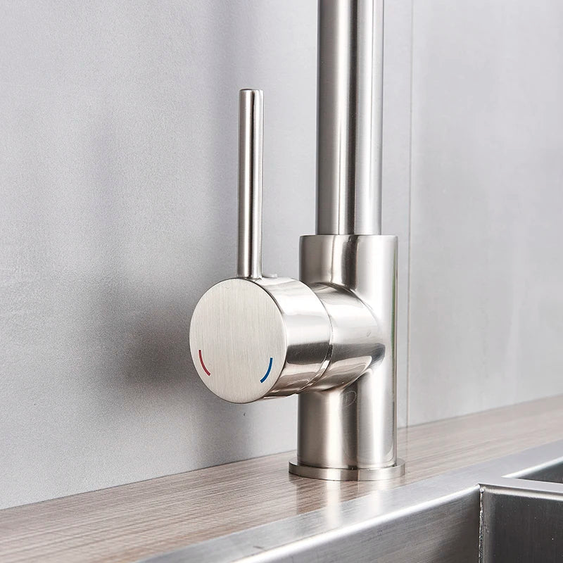 Spring Brushed Kitchen Sink Faucet Pull Down Sprayer Nozzle Single Handle Faucets Mixer Hot Cold Stainless Steel Modern