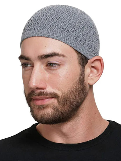 Casual Knitted Muslim Men Prayer Hats Winter Warm Male Beanies Cap Islamic Ramadan Jewish Kippah Homme Hat Men's Wrap Head Cap