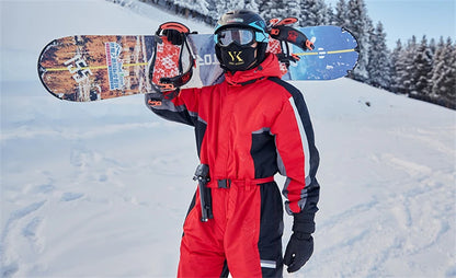 -30 Degrees Men Snow Jumpsuit Winter Man Skiing Overalls Fleece Women Snowboarding Clothes Warm Waterproof Male Snowsuits
