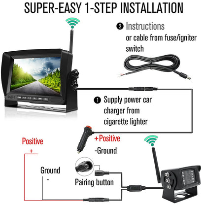 GreenYi 1280x720 High Definition AHD Wireless Truck DVR Monitor 7" Night Vision Reverse Backup Recorder Wifi Camera For Bus Car