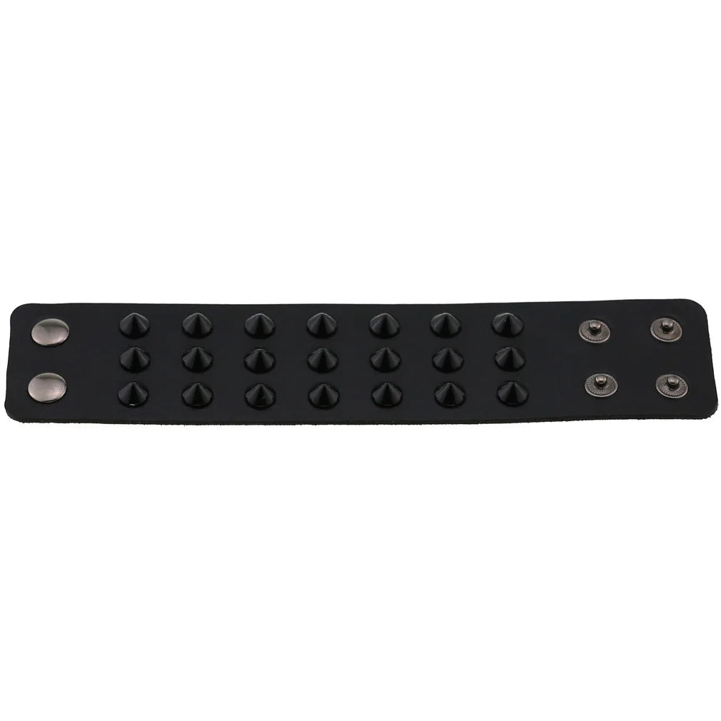 Gothic Punk Hip Hop Rock Spike Rivet Stud PU Leather Wristband Bracelet Bangle