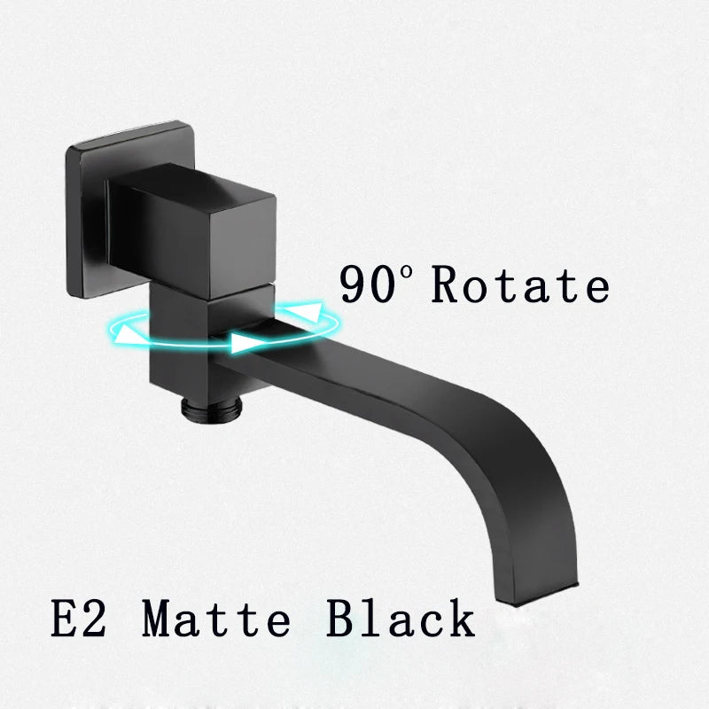 BECOLA Wall Mounted Faucet Spout Square and Round Brass Chrome/Black Spouts Waterfall Shower Faucet Accessories