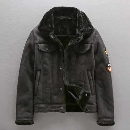 Men's Winter Thick Warm Military Bomber Pu Jacket Tactical Faux Leather Jackets Outwear Fleece Coats Fur Inner Windbreaker