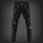 Fashion Designer Men's Black Zipper Motorcycle Leather Pants Korean Slim Skinny splice Leather Pants Fashion Men's Denim Pants