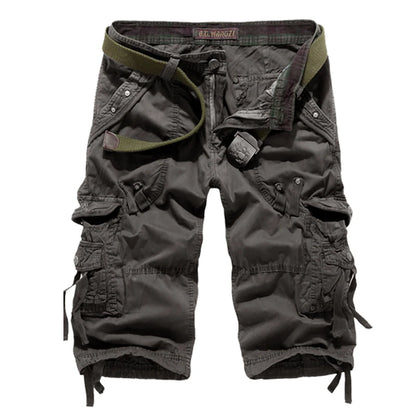 2025 Summer New High Quality Cargo Shorts Men Casual Workout Military Men's Shorts Multi Pocket Knee Length Short Pants
