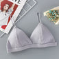 Women Cotton Push-Up Bra Ribbed Triangle Cup Bralette Wire-Free Bras Ladies Sexy Lingerie Simple Low Back Single Hook Underwear
