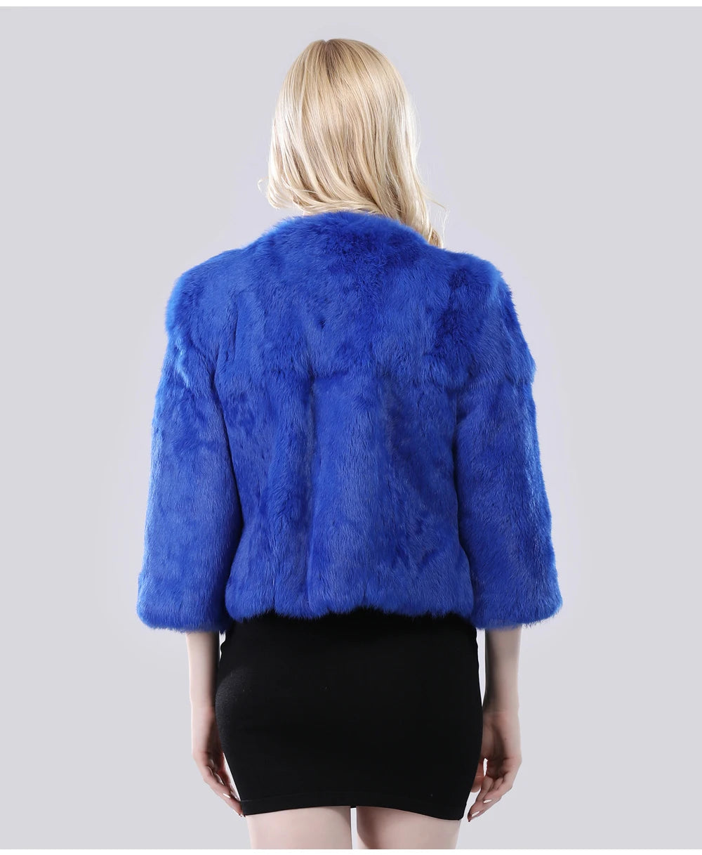 Hot Sale Girl Real Rabbit Fur Coat Women Real Rabbit Fur Jacket Genuine Real Rabbit Fur Outerwear Casual Short Real Fur Coats