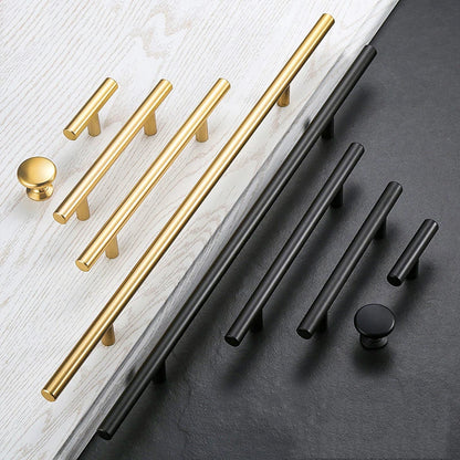 NAIERDI Brushed Gold Straight Door Handle Cabinet Handles Stainless Steel Black Kitchen Cabinet Knobs Furniture Hardware