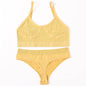 Women Seamless Bra And Panties Set U-Back Bralette Top Comfort Breathable Briefs Ribbed Sexy Lingerie Sports Underwear Set