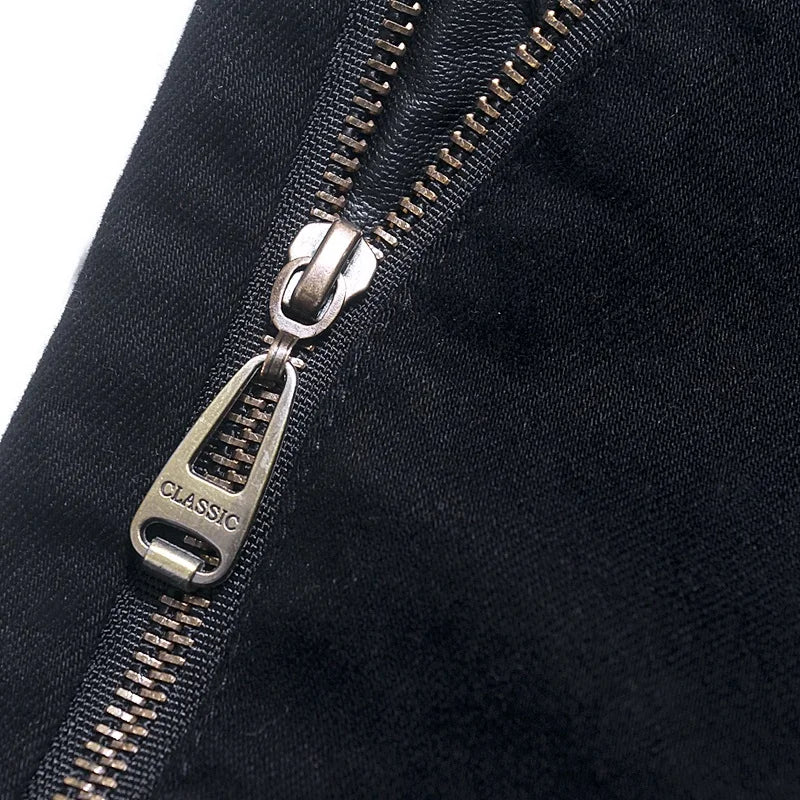 Fashion Designer Men's Black Zipper Motorcycle Leather Pants Korean Slim Skinny splice Leather Pants Fashion Men's Denim Pants