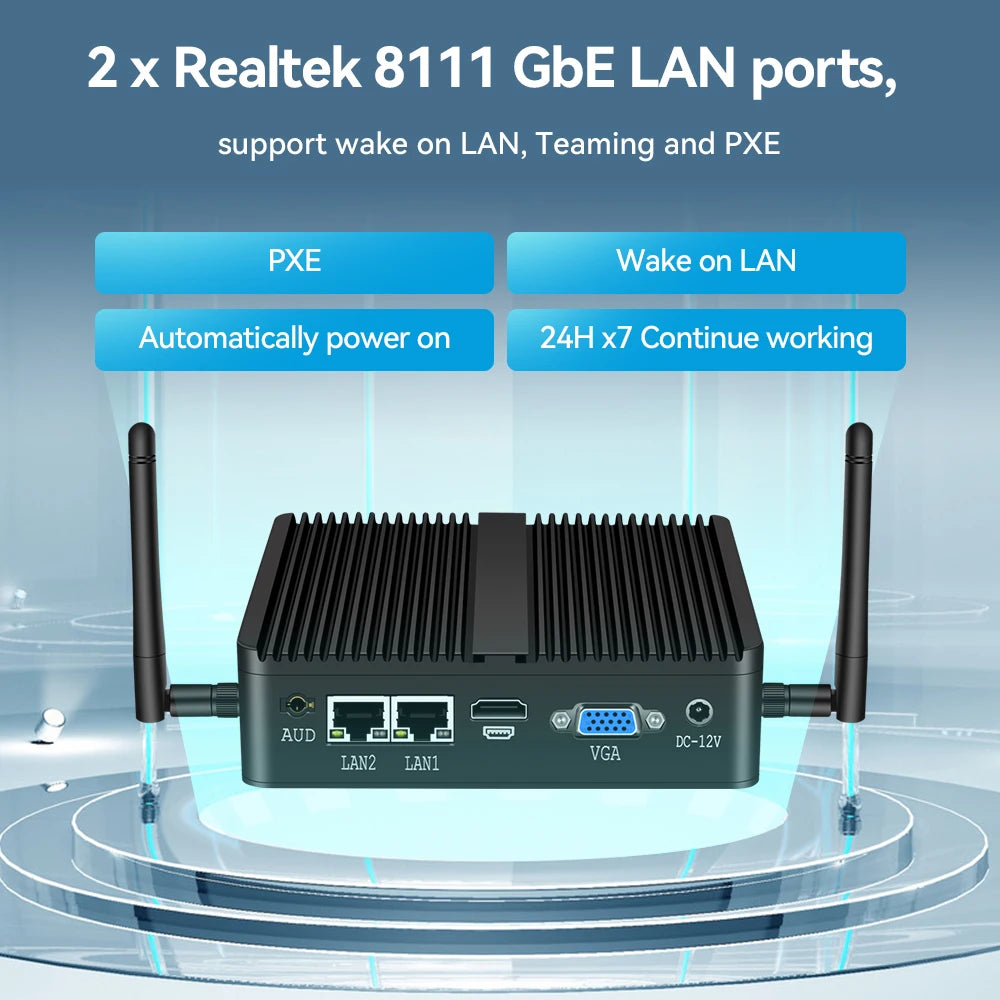 Fanless Mini Industrial PC Intel Celeron N5095 2x RS232 Serial Ports 2x Gigabit Ethernet Mini-PCIe Expansion Windows Linux