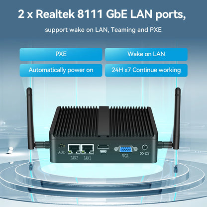 Fanless Mini Industrial PC Intel Celeron N5095 2x RS232 Serial Ports 2x Gigabit Ethernet Mini-PCIe Expansion Windows Linux