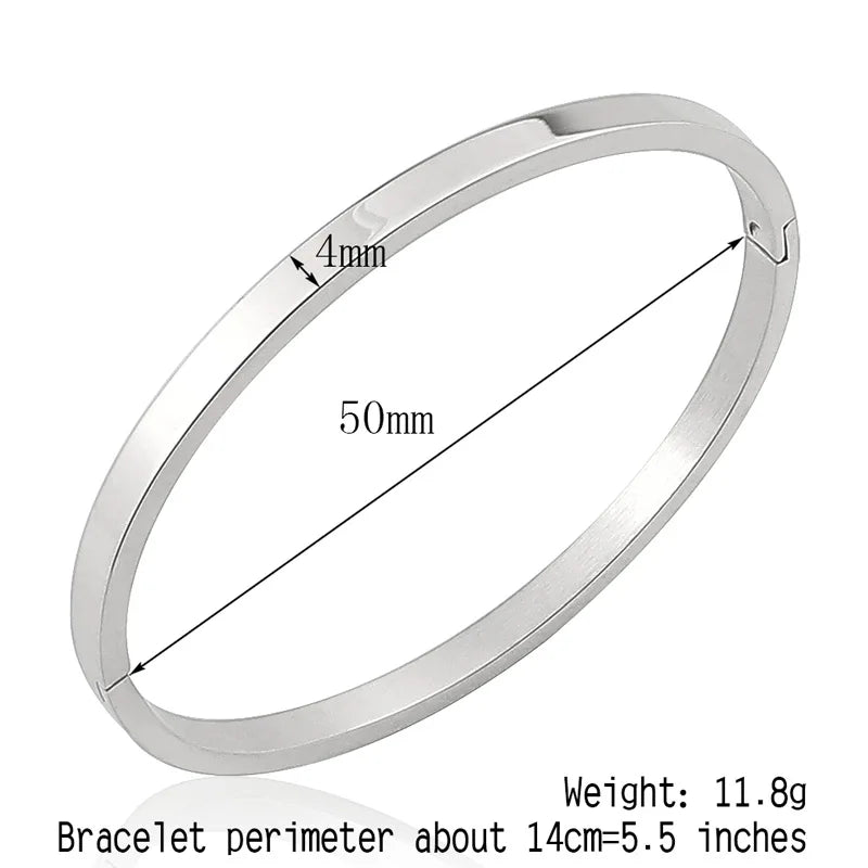 Hot Fashion Stainless Steel Jewelry Oval Bangle for Woman Child Charm Bracelet Party Love Wedding Brand Gift Wholesale