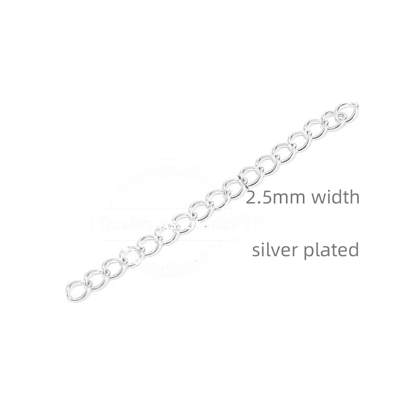 50pcs Stainless Steel 2 inch Soldered Extension Chain Silver Plated Extender Tail Chains for DIY Jewelry Making