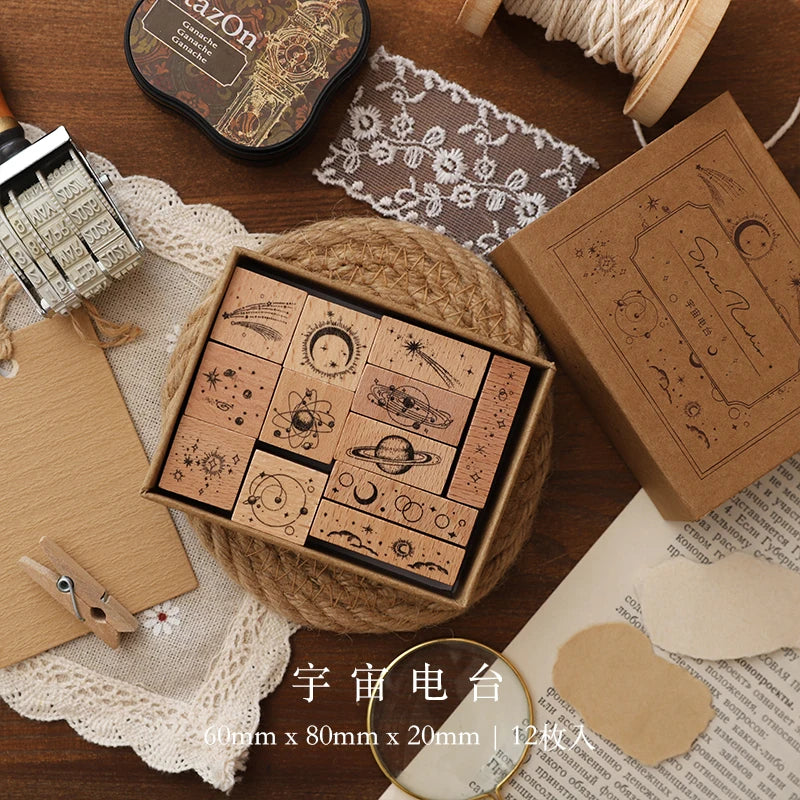 Jenny Chinese Character Number  Universe Flower Week Wooden Rubber Stamp Scrapbooking Deco DIY Craft Standard Wooden Stamps