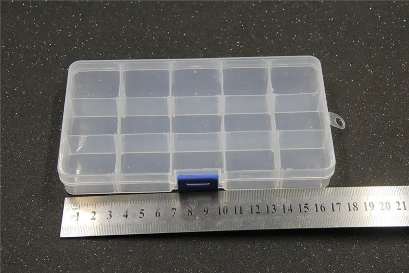 Yidensy 1pcs Square Transparent Plastic Storage Box Case 10/24 Slot Adjustable for Pills Jewelry Beads Earring Case Organizer