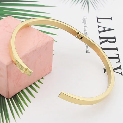 Hot Fashion Stainless Steel Jewelry Oval Bangle for Woman Child Charm Bracelet Party Love Wedding Brand Gift Wholesale