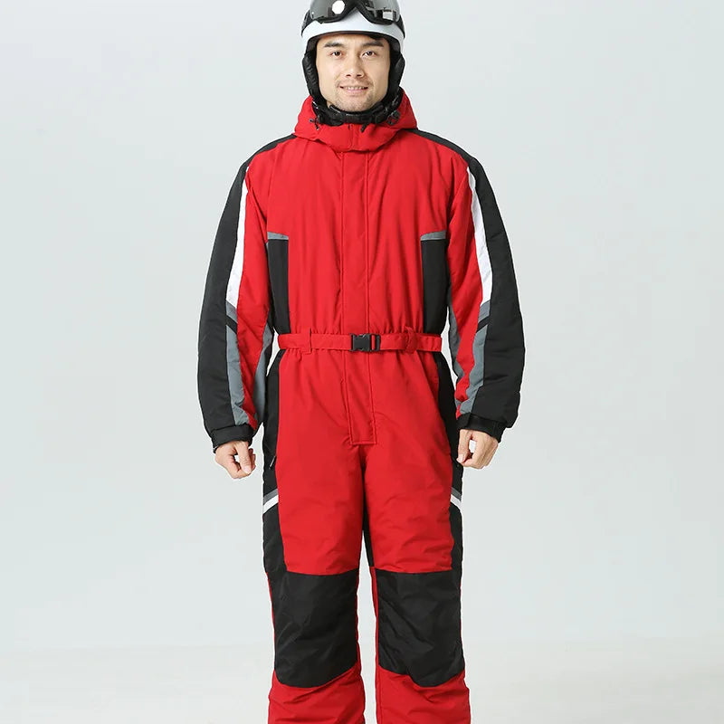 -30 Degrees Men Snow Jumpsuit Winter Man Skiing Overalls Fleece Women Snowboarding Clothes Warm Waterproof Male Snowsuits