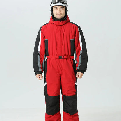 -30 Degrees Men Snow Jumpsuit Winter Man Skiing Overalls Fleece Women Snowboarding Clothes Warm Waterproof Male Snowsuits