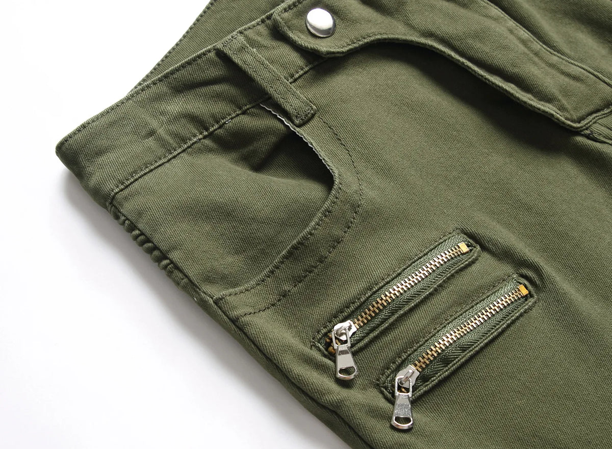 2022 New Fashion Mens Biker Jeans Punk Style Men Cargo Denim Pants  Zipper Pocket Motorcycle Jeans Male Pantalones Hombre
