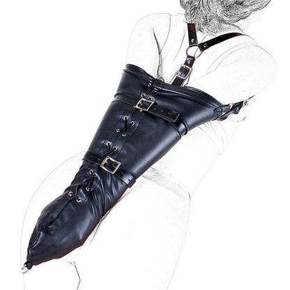 Sexy SM Restraint Arm Binder Behind Back Straight Jacket Leather Armbinder Slave Lockable Bondage Shoulder Straps Club Role play