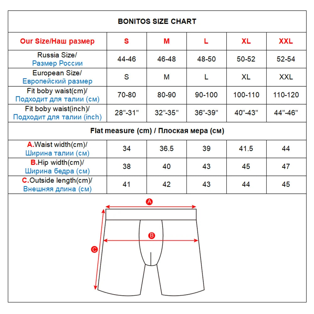 BONITOS Men Boxers Long Leg Man Underwear Soft Men Underpants Natural Cotton Sexy Boxer Shorts Top Brand Long Men's Panties