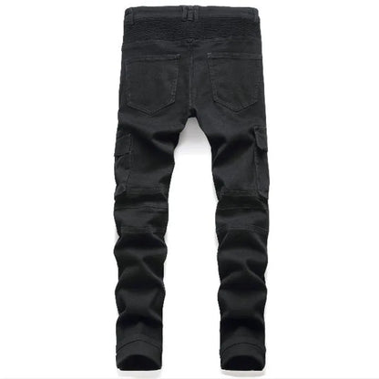 2022 New Fashion Mens Biker Jeans Punk Style Men Cargo Denim Pants  Zipper Pocket Motorcycle Jeans Male Pantalones Hombre