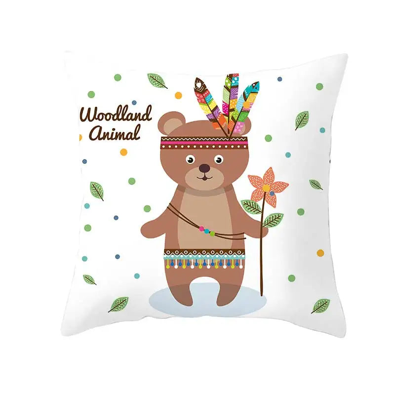 Funny Cute Animal Cushion Cover Cartoon Creative African Tribe Fox Pillow Case For Sofa Home Textile Pillow Covers Pillowcase
