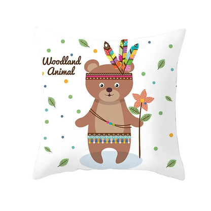 Funny Cute Animal Cushion Cover Cartoon Creative African Tribe Fox Pillow Case For Sofa Home Textile Pillow Covers Pillowcase