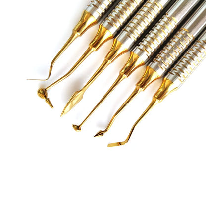 6pcs/set Dental Composite Resin Filling Spatula Titanium Plated Head Resin Filler Thick Handle Dentistry Instrument Material