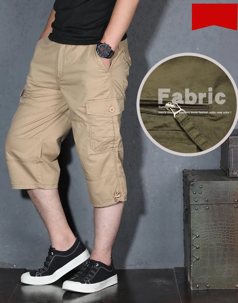 MRMT 2026 Brand Mens Capri Pants with Multiple Pockets Cargo Pants Casual Middle-aged Men Shorts Pant for Male Man Cropped Pants
