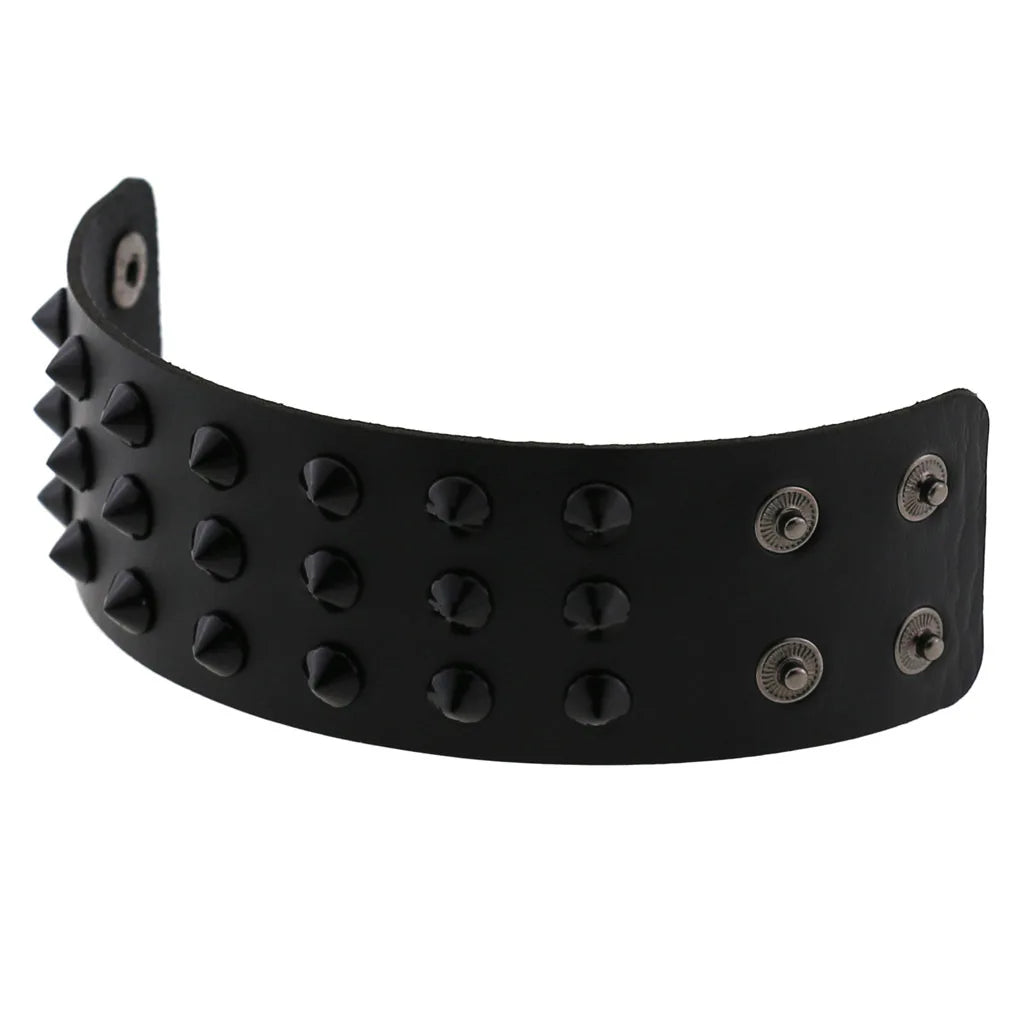Gothic Punk Hip Hop Rock Spike Rivet Stud PU Leather Wristband Bracelet Bangle