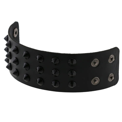 Gothic Punk Hip Hop Rock Spike Rivet Stud PU Leather Wristband Bracelet Bangle