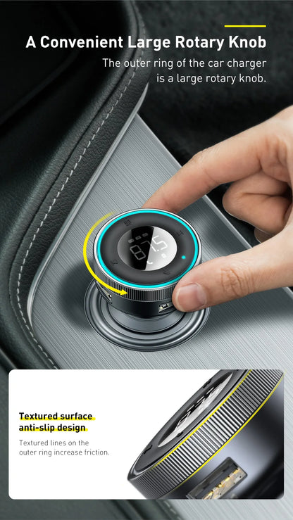 Baseus Car FM Transmitter 5.0 Bluetooth Car Charger Music Adapter 3.4A Dual USB MP3 Player Radio Handsfree Audio FM Modulato