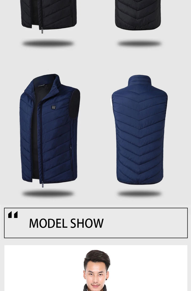 Men USB Infrared 17 Heating Areas Vest Jacket Men Winter Electric Heated Vest Waistcoat For Sports Hiking Oversized 5XL