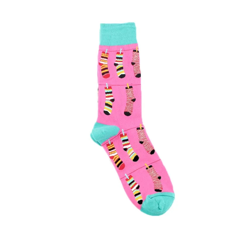 Animal Pug Elephant Lionu Funny Socks Men Chili Hamburg Pizza Crew Socks Harajuk Novelty Gift Sokken Unisex Skateboard Socks
