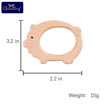 10pc Wooden Teether Animals Beech Teething Grasping Wooden Animal Toy Rodent Baby Teether Pendant DIY  Pacifier Chain Kids Goods