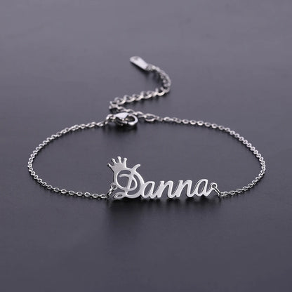 Sipuris Custom Name Bracelets With Crown For Women Stainless Steel Customized Personalized Unique Bracelet Jewelry Gifts