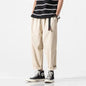 100% Cotton Casual Summer Pants With Belt Men Straight Baggy Ankle-Length Cargo Trousers Wide Leg Sweatpants Male Streetwear