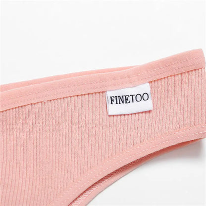 FINETOO 3/5Pcs Cotton Brazilian Panties Women's Panties Sexy V Waist T-Back Underwear Female Soft Underpants Lady Bikini Lingeri