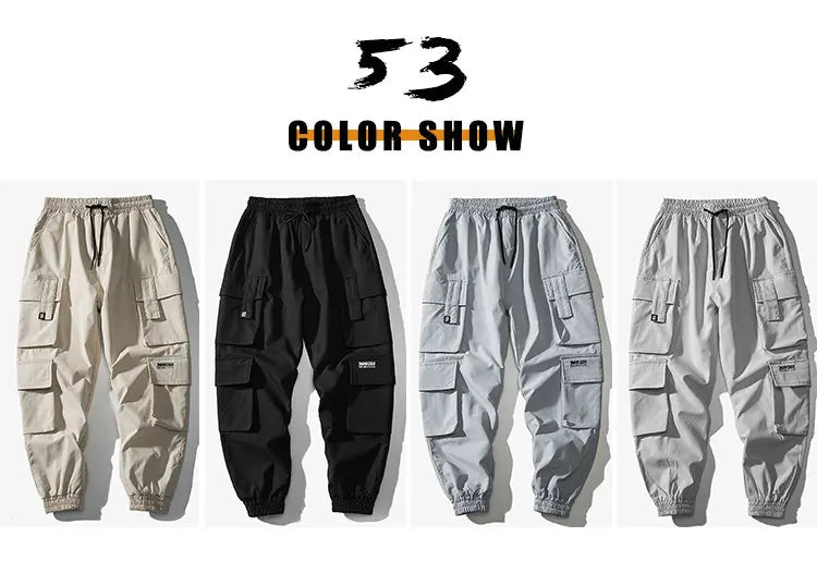 Streetwear Black Mens Harem Joggers Pants Men Cargo Pants 2024 Hip Hop Casual Pockets Sweatpants Male Oversized Fashion Trousers