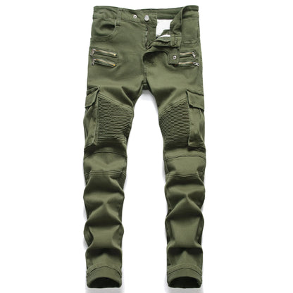 2022 New Fashion Mens Biker Jeans Punk Style Men Cargo Denim Pants  Zipper Pocket Motorcycle Jeans Male Pantalones Hombre