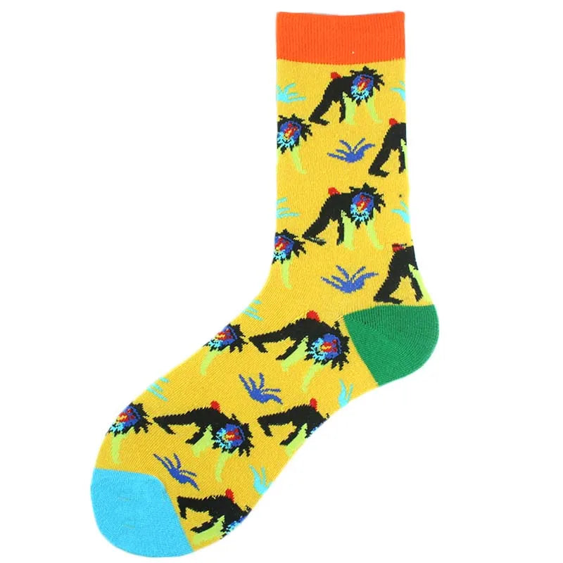 Animal Pug Elephant Lionu Funny Socks Men Chili Hamburg Pizza Crew Socks Harajuk Novelty Gift Sokken Unisex Skateboard Socks