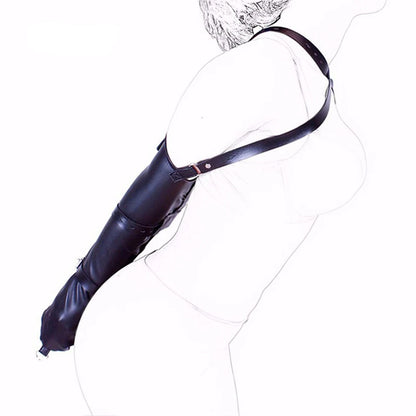Sexy SM Restraint Arm Binder Behind Back Straight Jacket Leather Armbinder Slave Lockable Bondage Shoulder Straps Club Role play
