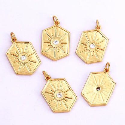 Sun Moon Star Space Celestial Compass Charm Pendant in Gold Colour , Jewelry Necklace Bracelet Making Supplies L93