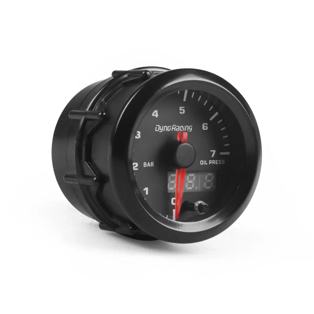 Dynoracing 2" 52mm Dual Display Oil Pressure Gauge 0-7 BAR  7 Colors LED Oil Press Meter High Speed Motor With Sensor  BX101734