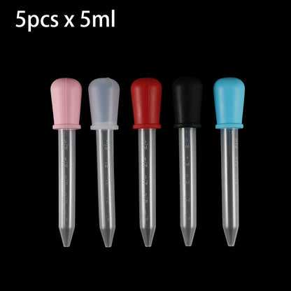 2/5pcs 5ml Clear Silicone Dropper Graduated Pipette Liquid Food Dropper for Epoxy Resin Candy Molds Jewelry Making Tools